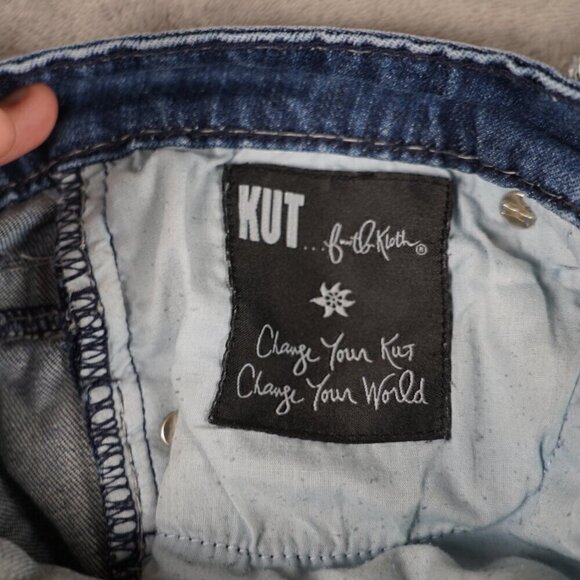 Kut From the Kloth Jeans Womens Low Rise Dark Wash Distressed Bootcut Size 8 - Picture 9 of 11